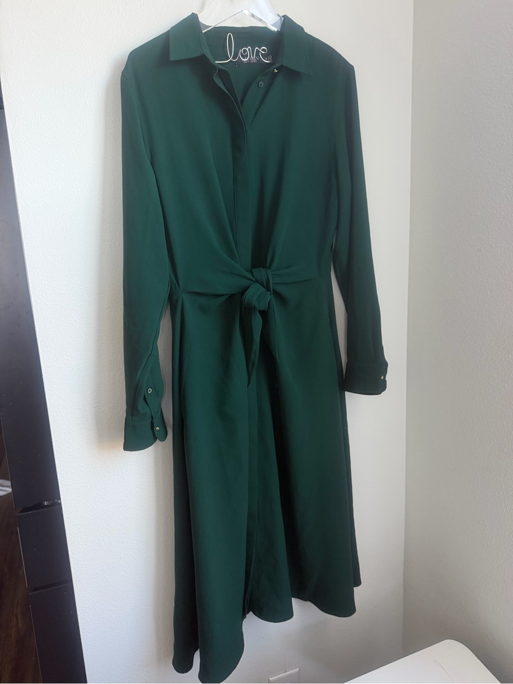 Lauren Ralph Lauren Forest Green Tie-Front Midi Dress